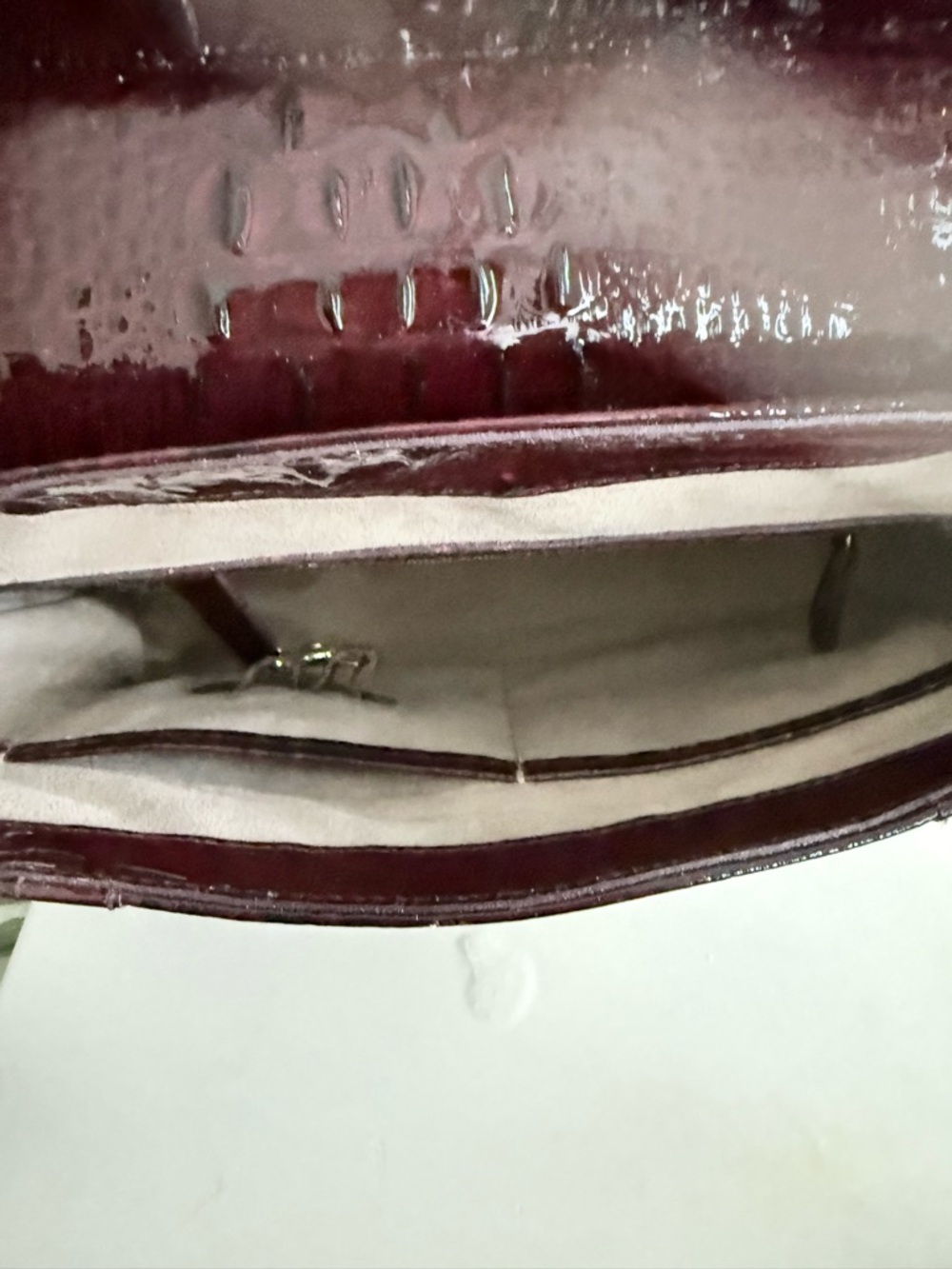 Brahmin Croc-Embossed Leather crossbody Bag in Deep Burgundy - Picture 6 of 8